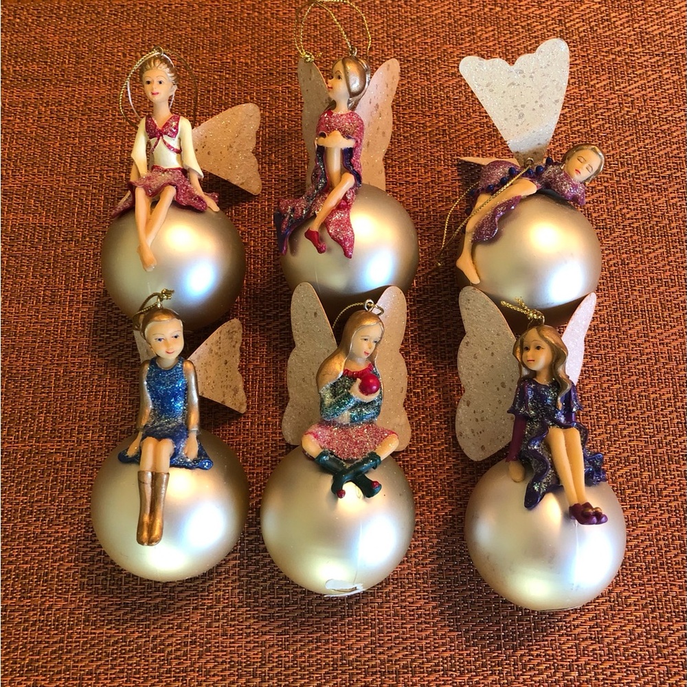 Fairy Ornaments Set of Six Enchanted Garden Whimsical Fairytale Y2K Decor